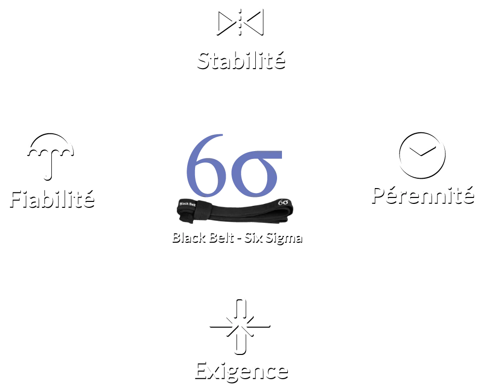 Logo 6sigma - BlackBelt - Six Sigma - Approche Qualité - Stabilité - Fiabilité - Pérennité - Exigence