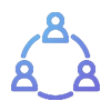 icône 3 personnages reliés dans un cercle représentant nos formations collectives